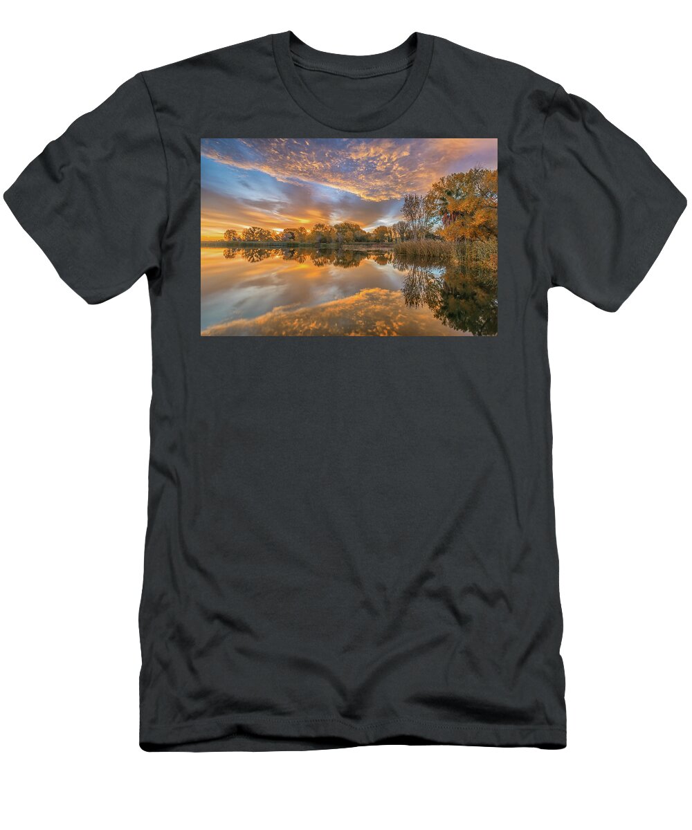 Landscape T-Shirt featuring the photograph Shoreline and Clouds Reflection by Marc Crumpler