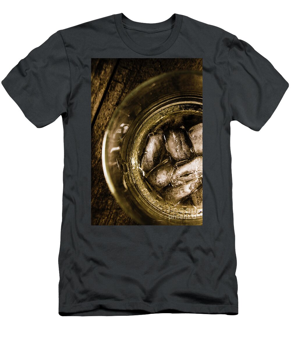 Glass T-Shirt featuring the photograph Shot of whisky on the rocks by Jorgo Photography