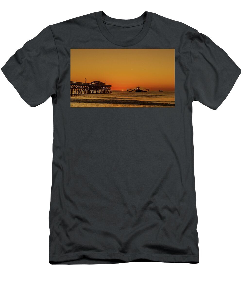 Shrimp Boat T-Shirt featuring the photograph Shrimping at sunrise by Joe Granita