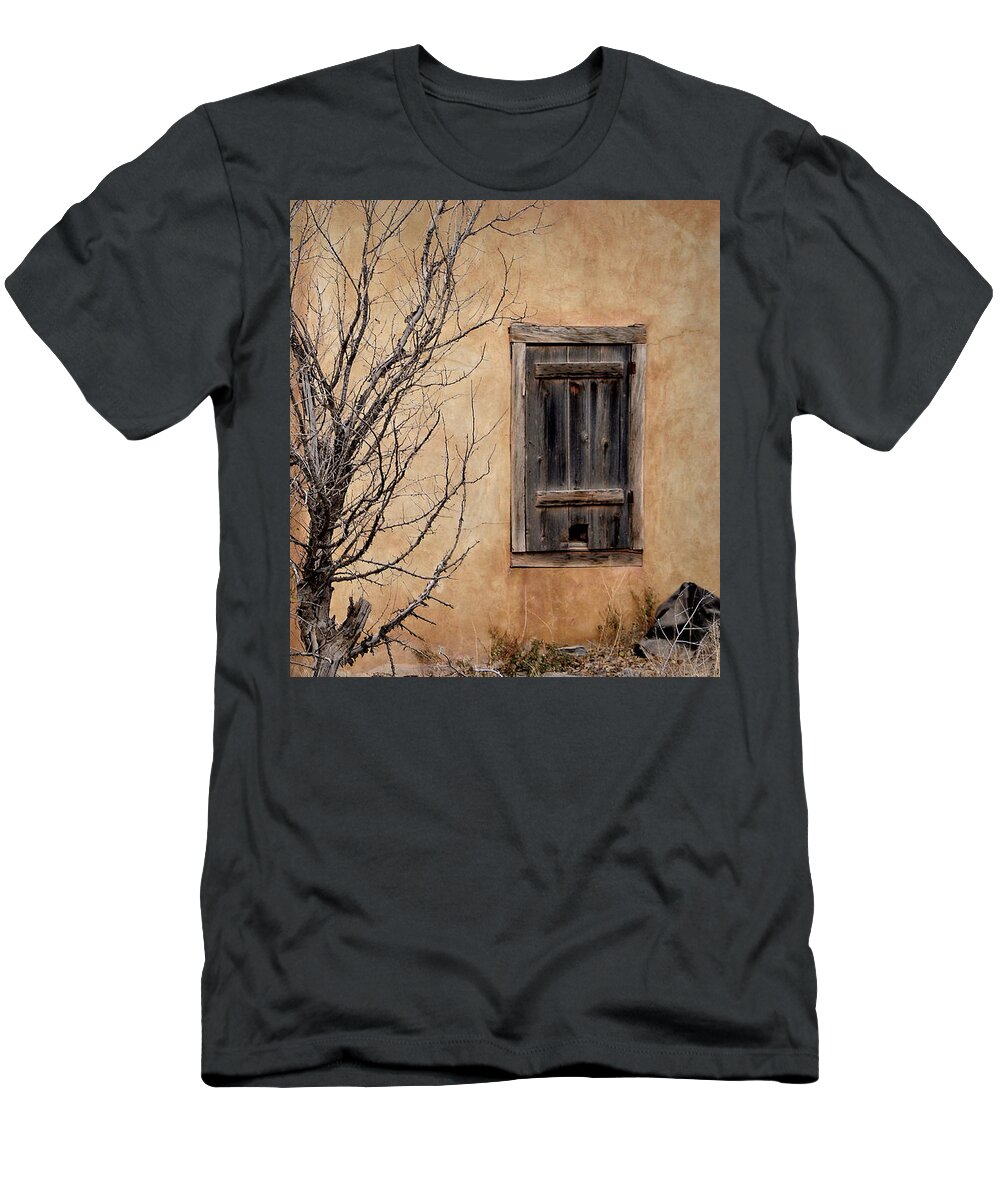 Taos T-Shirt featuring the photograph Shuttered Window by Nadalyn Larsen