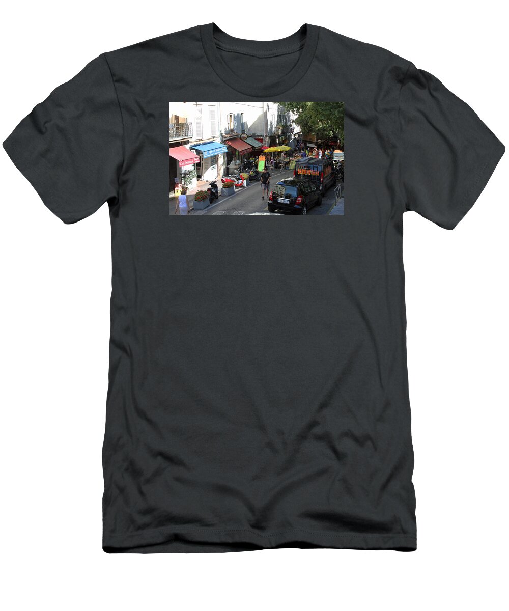 France T-Shirt featuring the photograph Sidewalk Cafes by Allan Levin