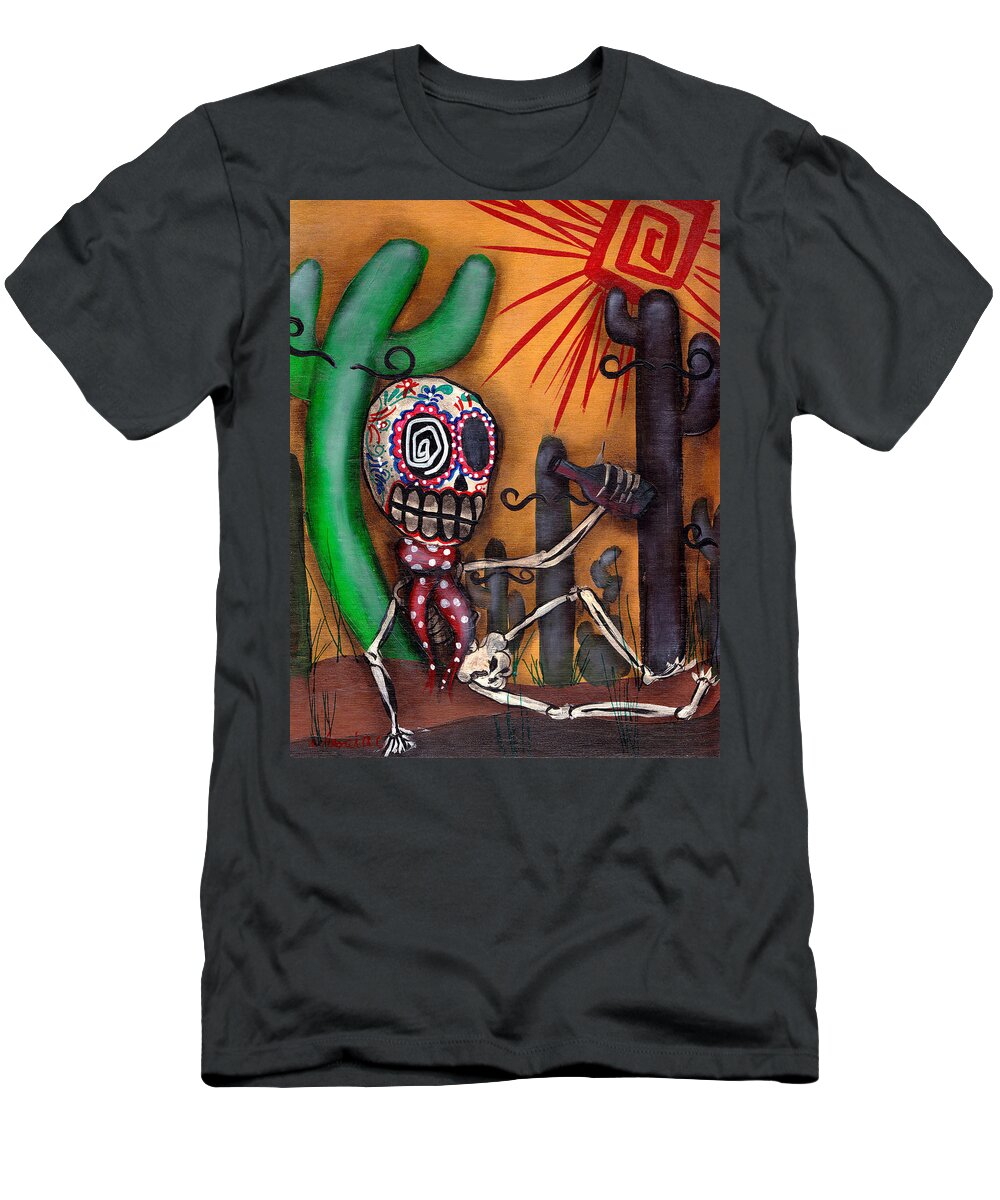 Day Of The Dead T-Shirt featuring the painting Siesta by Abril Andrade