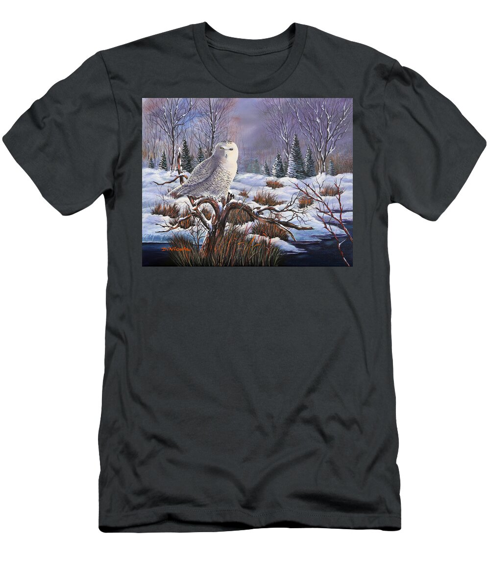 Nature T-Shirt featuring the painting State Wildlife Award - Silent Sentinel by Anthony DiNicola