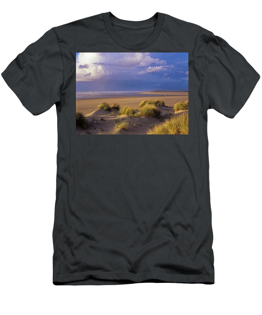 Beach Grass T-Shirt featuring the photograph Siltcoos River Mouth by Robert Potts