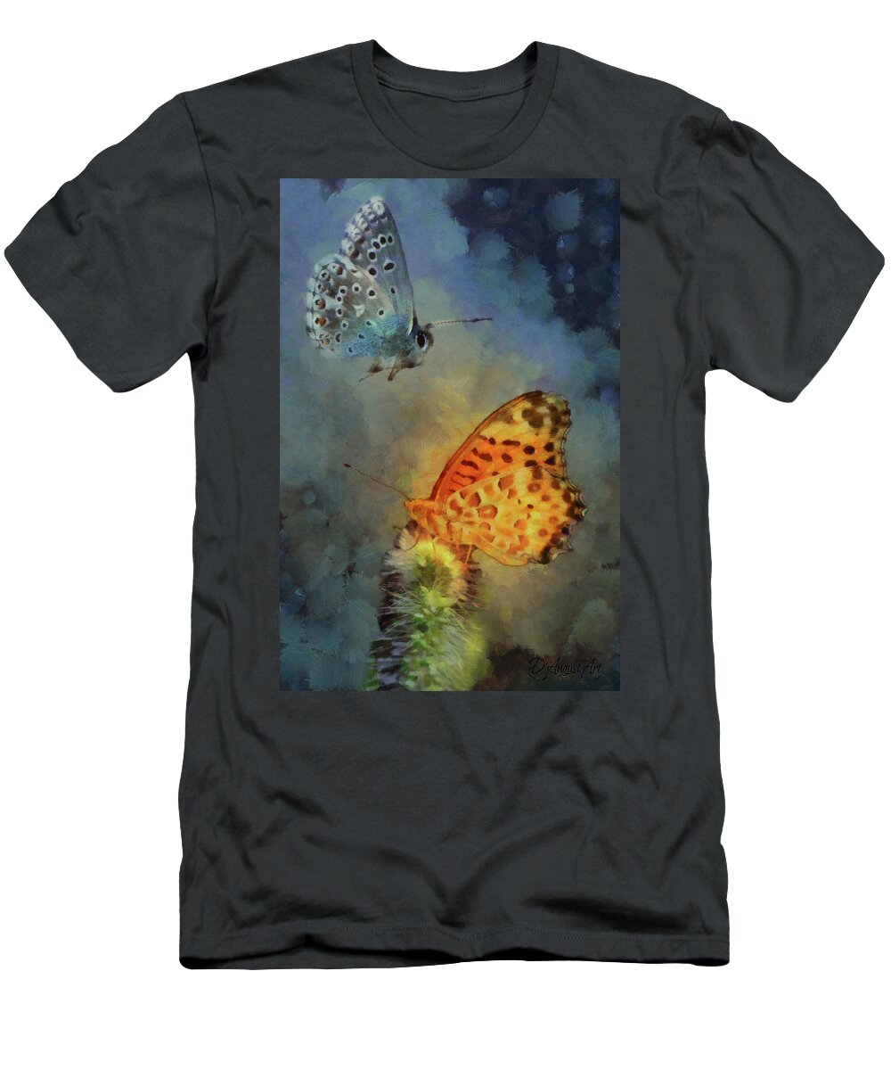 Butterflies T-Shirt featuring the digital art Silver And Gold by Theresa Campbell