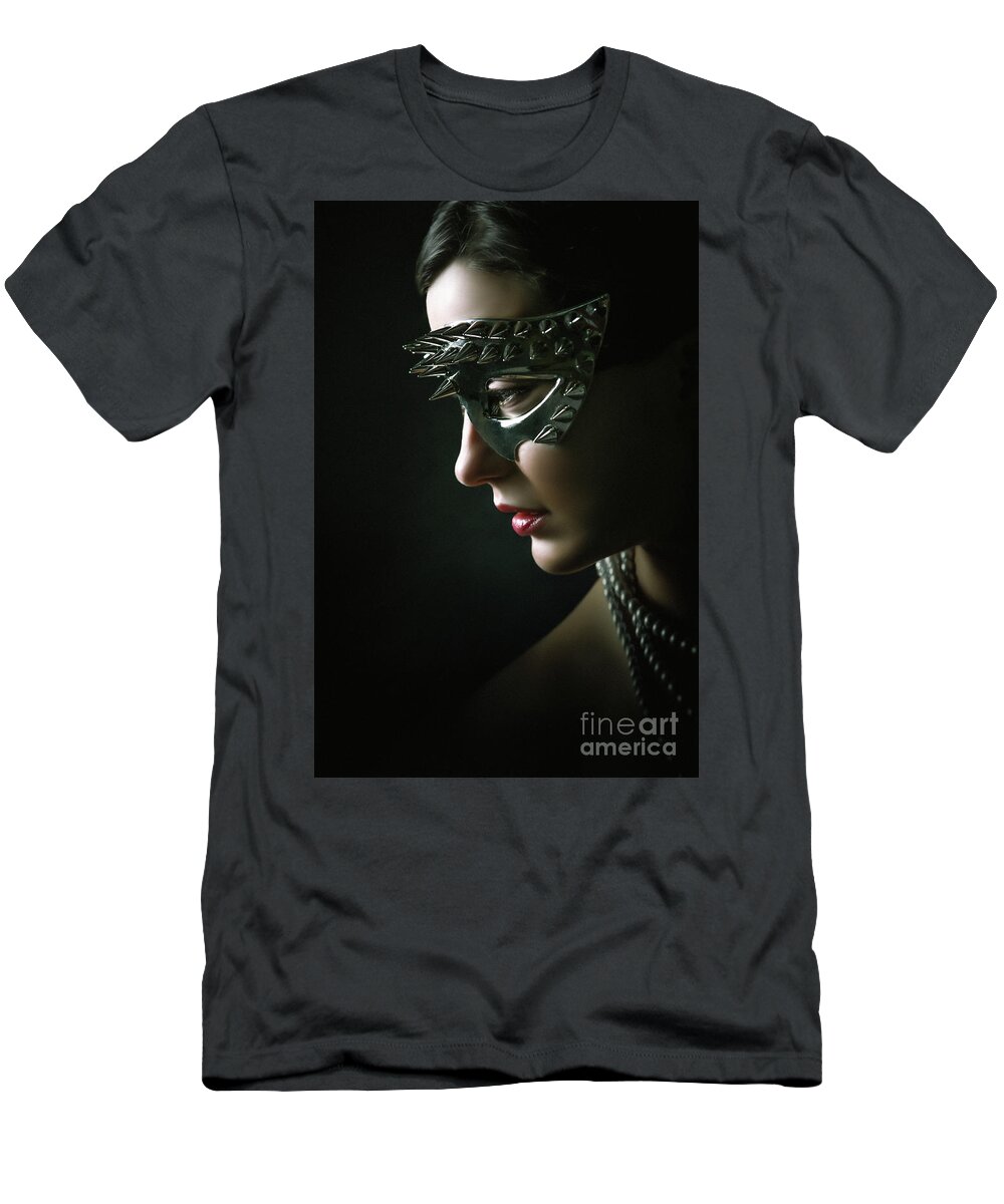 Fashion T-Shirt featuring the photograph Silver Spike Eye Mask by Dimitar Hristov