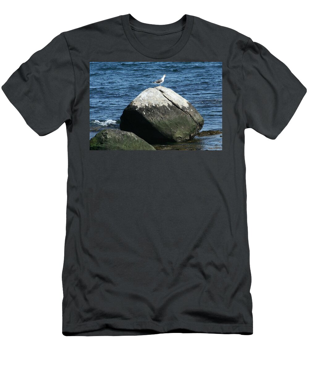 Photography T-Shirt featuring the digital art Singing Seagull by Barbara S Nickerson