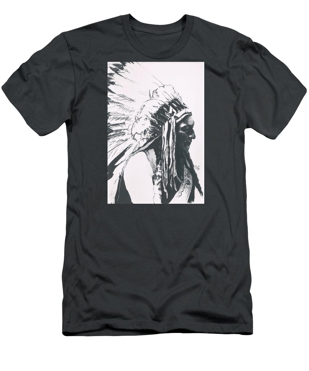 Native American T-Shirt featuring the drawing Sitting Bull by Barbara Keith