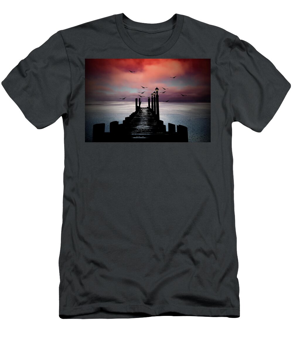Sunset T-Shirt featuring the photograph Sitting On the Dock of the Bay by Andrea Kollo