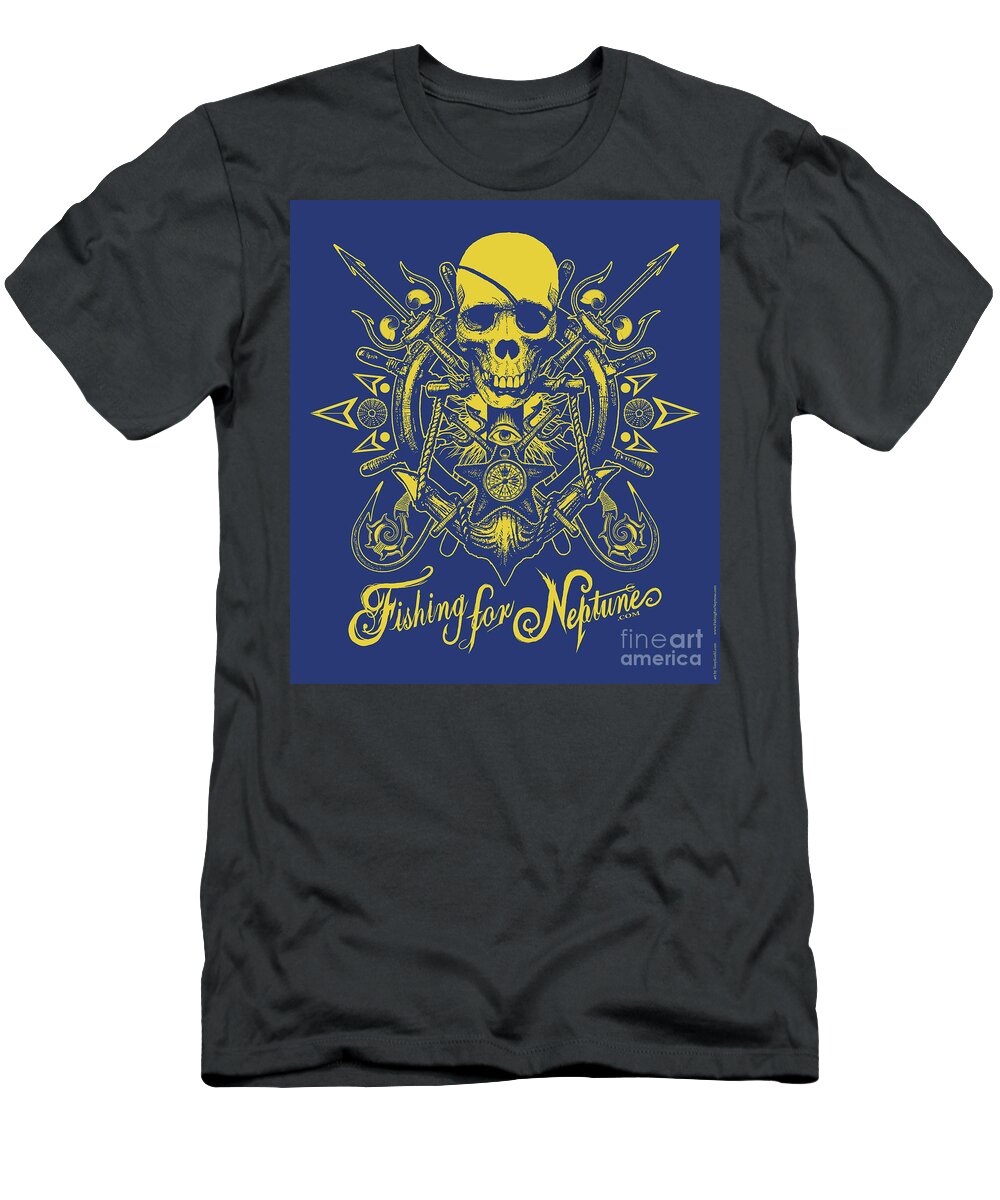 Fishing For Neptune Tony Koehl T-Shirt featuring the digital art Skull f4n by Tony Koehl