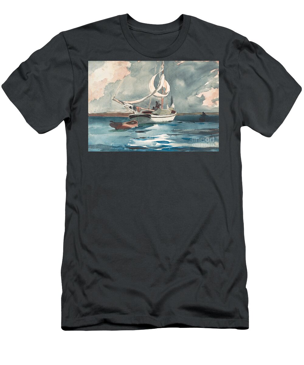 Sloop T-Shirt featuring the painting Sloop, Nassau, 1899 by Winslow Homer