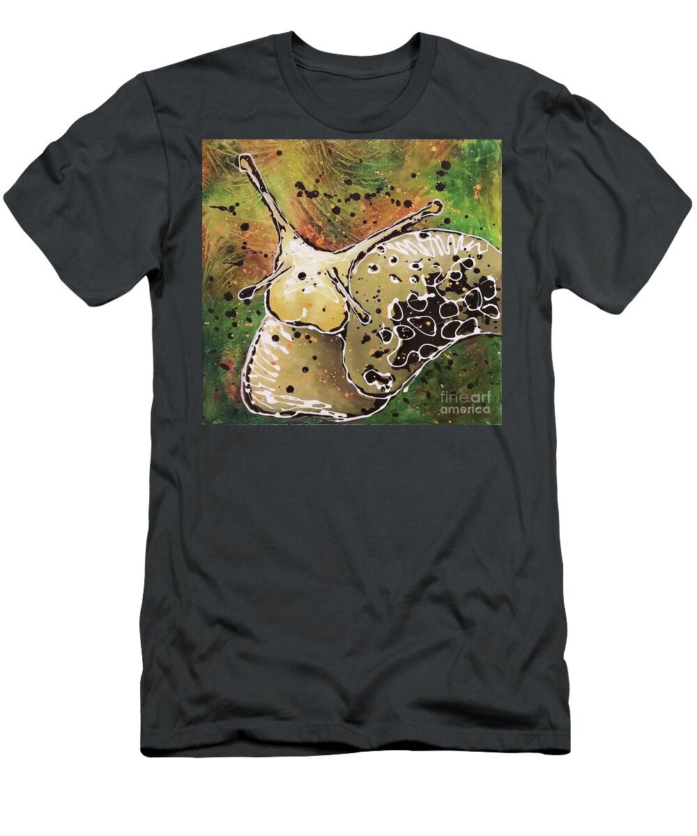 Slug T-Shirt featuring the painting Slug Oh by Phyllis Howard