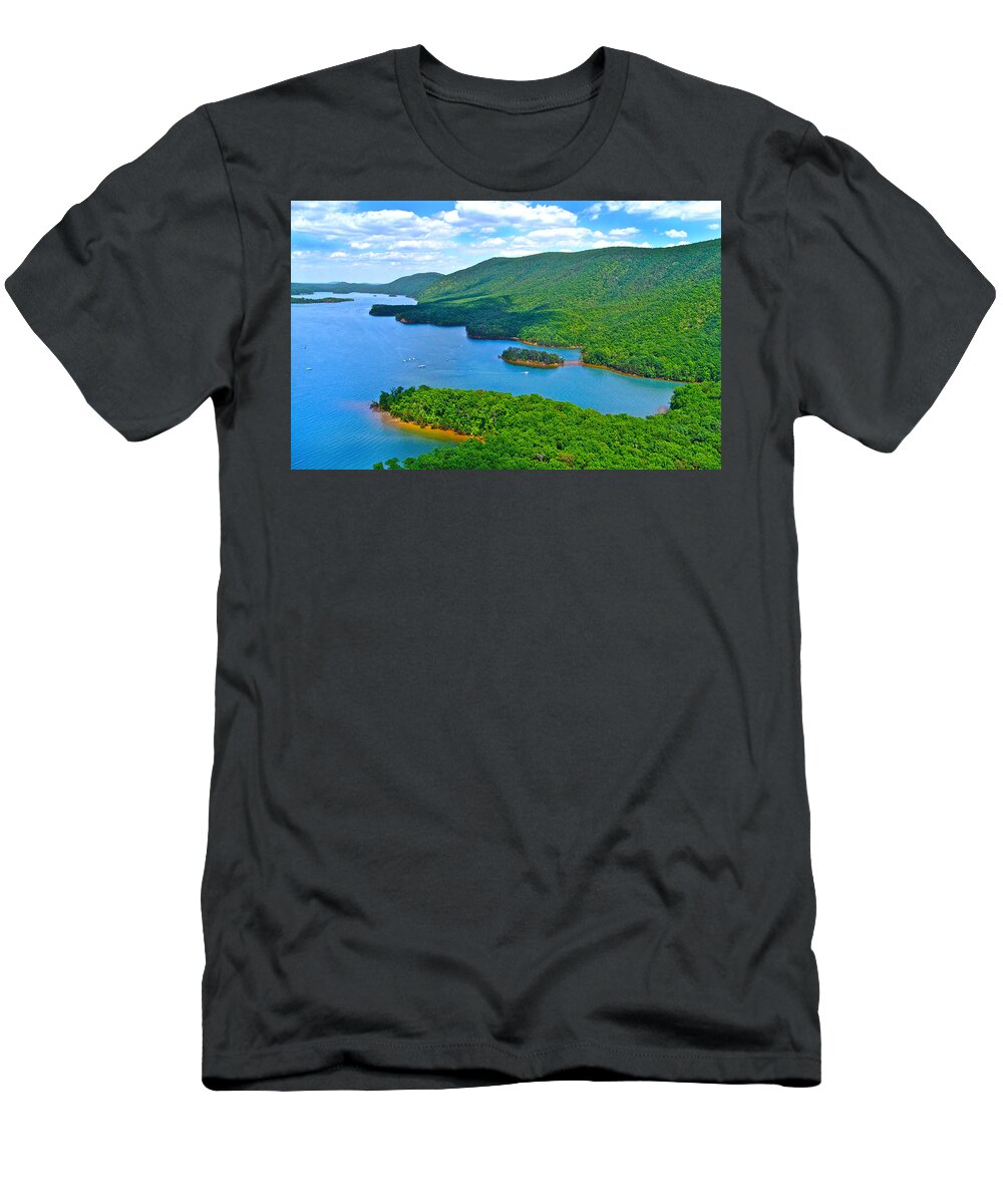 Smith Mountain Lake T-Shirt featuring the photograph Smith Mountain Lake Poker Run by The James Roney Collection