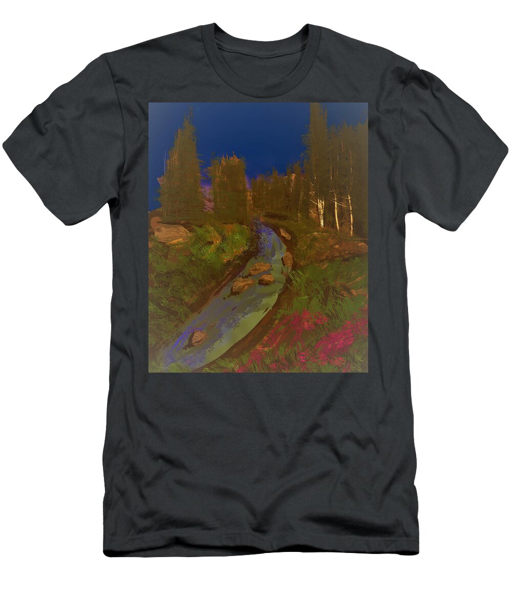 River T-Shirt featuring the digital art Smokey River by Kab