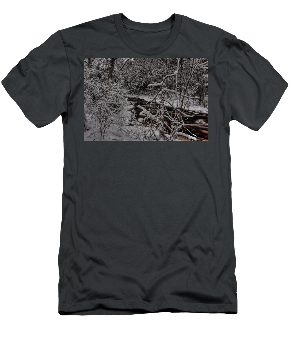 Prairie River T-Shirt featuring the photograph Snow Covered Prairie River by Dale Kauzlaric