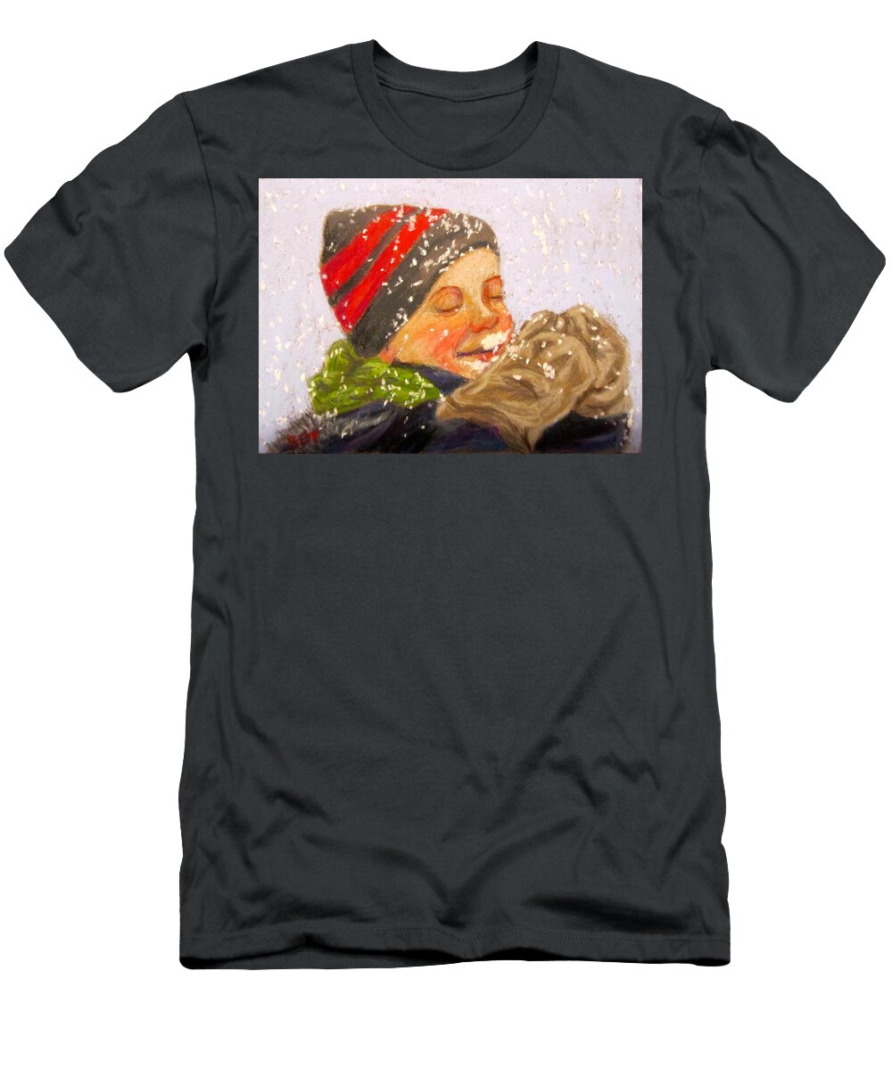 Snow T-Shirt featuring the pastel Snow Kid by Barbara O'Toole