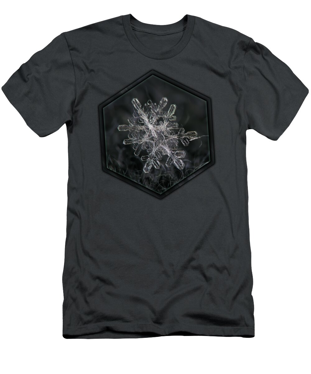 Snowflake T-Shirt featuring the photograph Snowflake photo - january 18 2013 grey colors by Alexey Kljatov