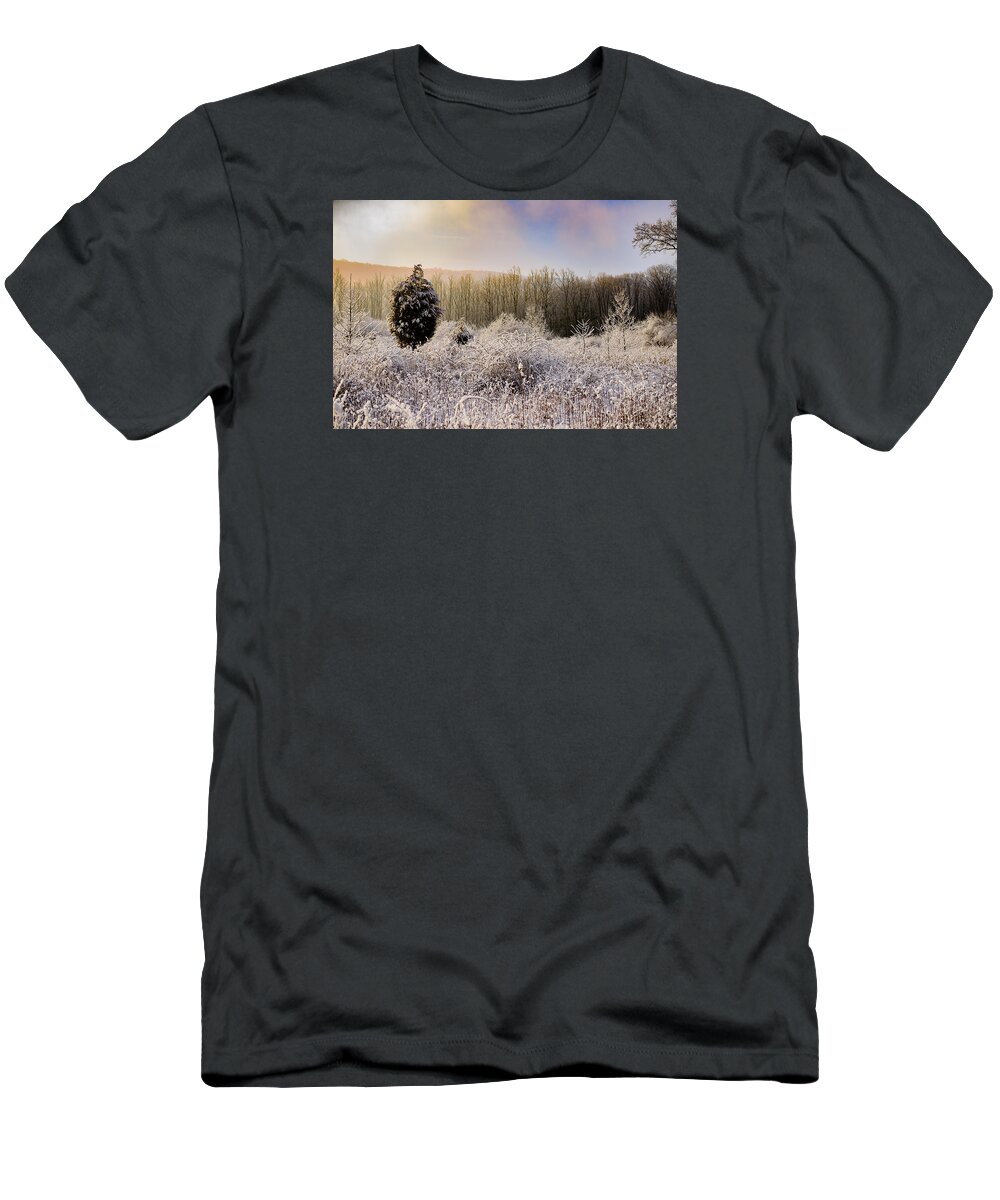 Snow T-Shirt featuring the photograph Snowy Dawn by Mark Rogers