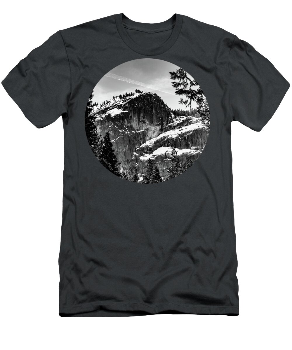 Landscape T-Shirt featuring the photograph Snowy Sentinel, Black and White by Adam Morsa