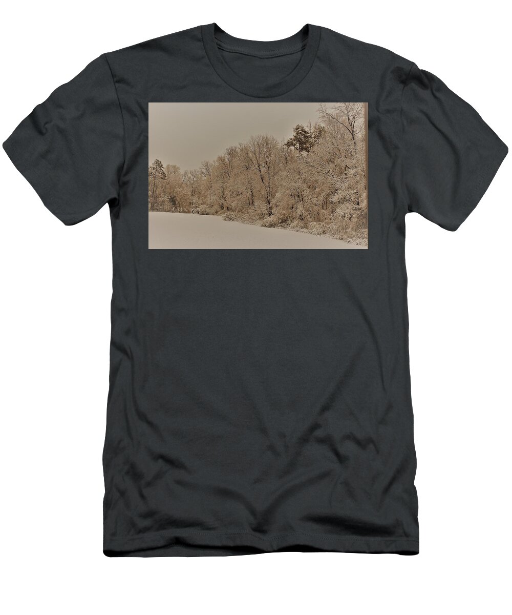 Trees T-Shirt featuring the photograph Snowy White Limbs with Zeke filter by Ali Baucom