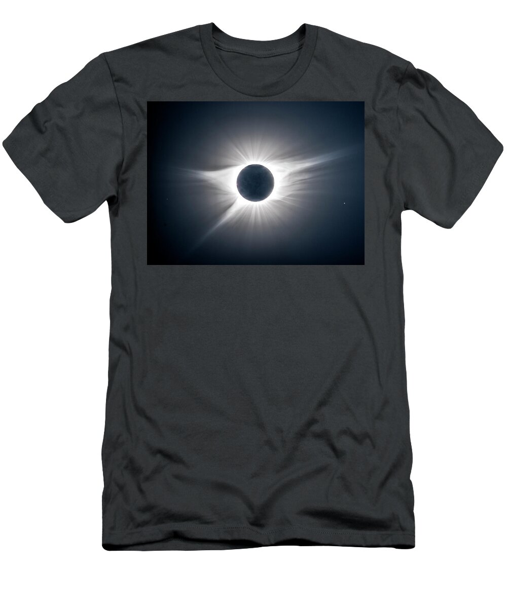 Eclipse T-Shirt featuring the photograph Solar Corona with Earthshine on Moon by Greg Norrell