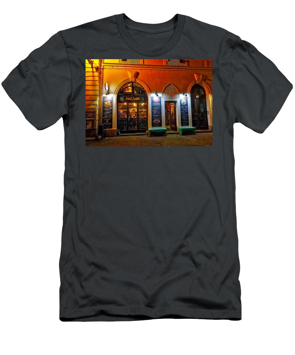 Budapest T-Shirt featuring the photograph Soul Food Restaurant In Budapest, Hungary by Rick Rosenshein