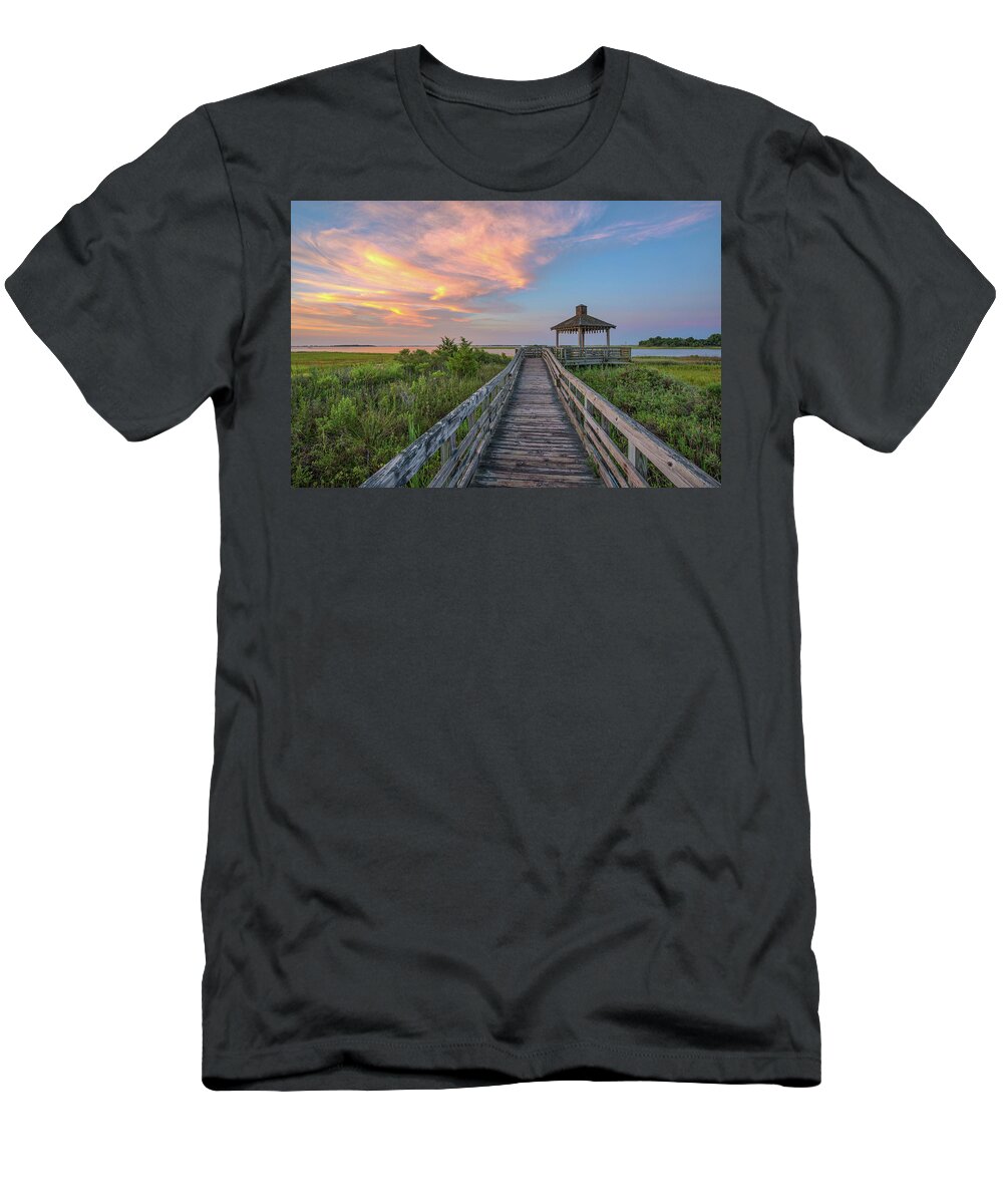 Southport T-Shirt featuring the photograph Southport Salt Marsh Walkway by Nick Noble