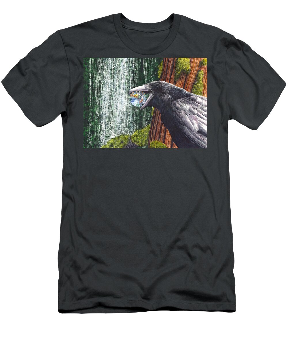Raven T-Shirt featuring the painting Sparkle by Catherine G McElroy