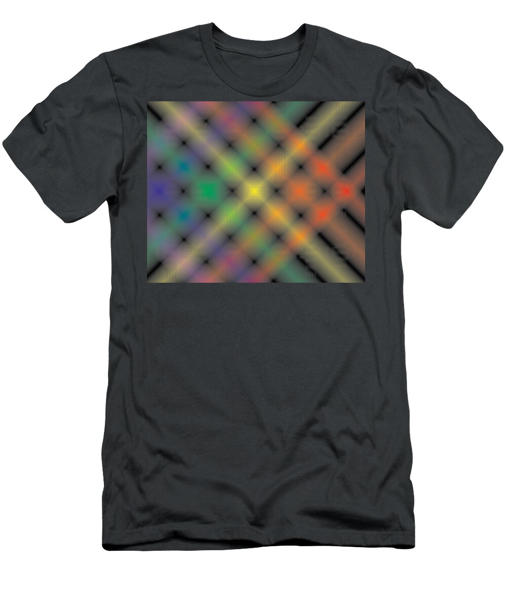 Rainbow T-Shirt featuring the digital art Spectral Shimmer Weave by Kevin McLaughlin