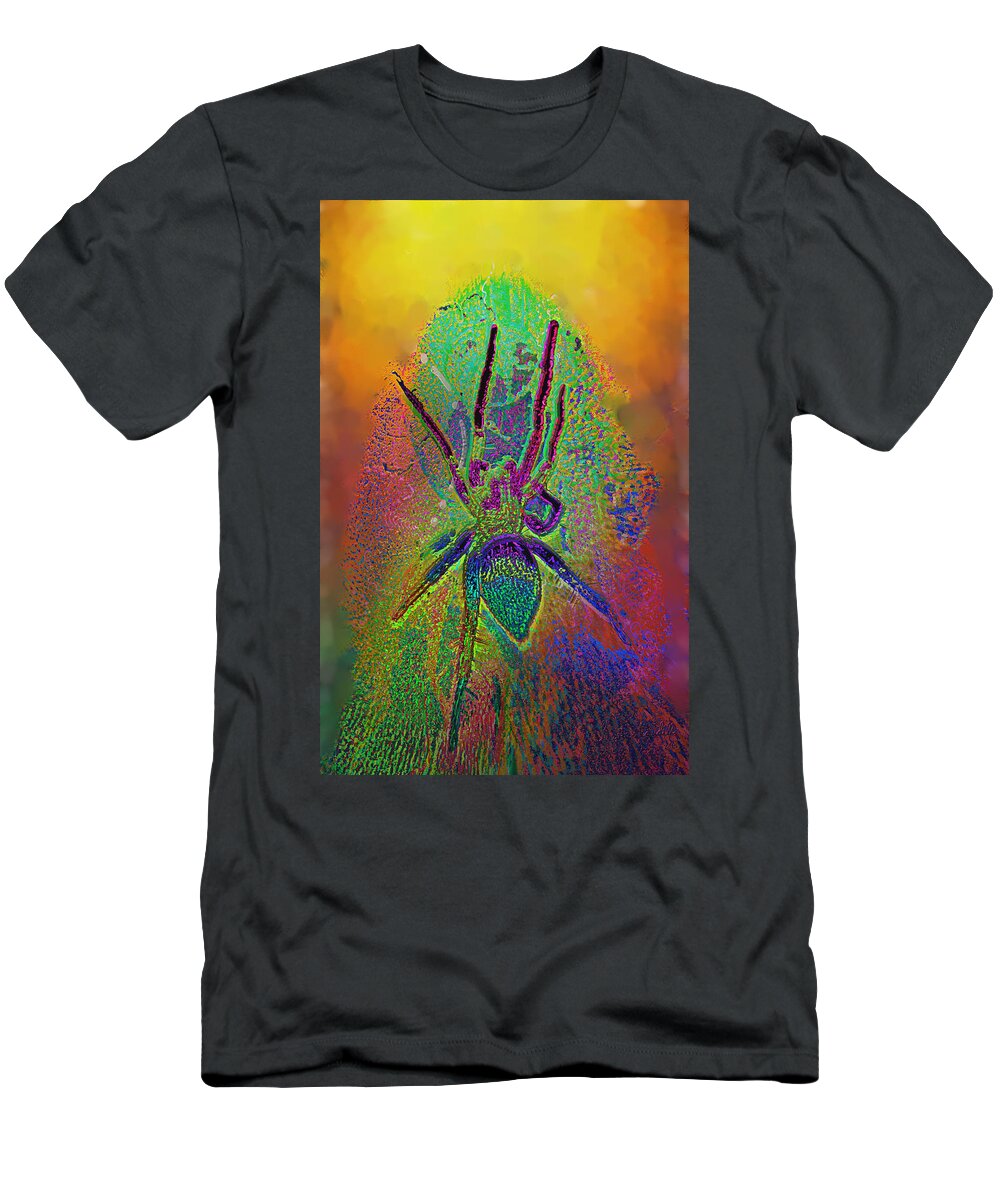 Spider T-Shirt featuring the mixed media Spider by Kevin Caudill