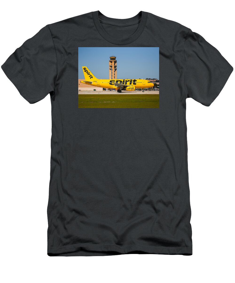 Airplane T-Shirt featuring the photograph Spirit Airline by Dart Humeston