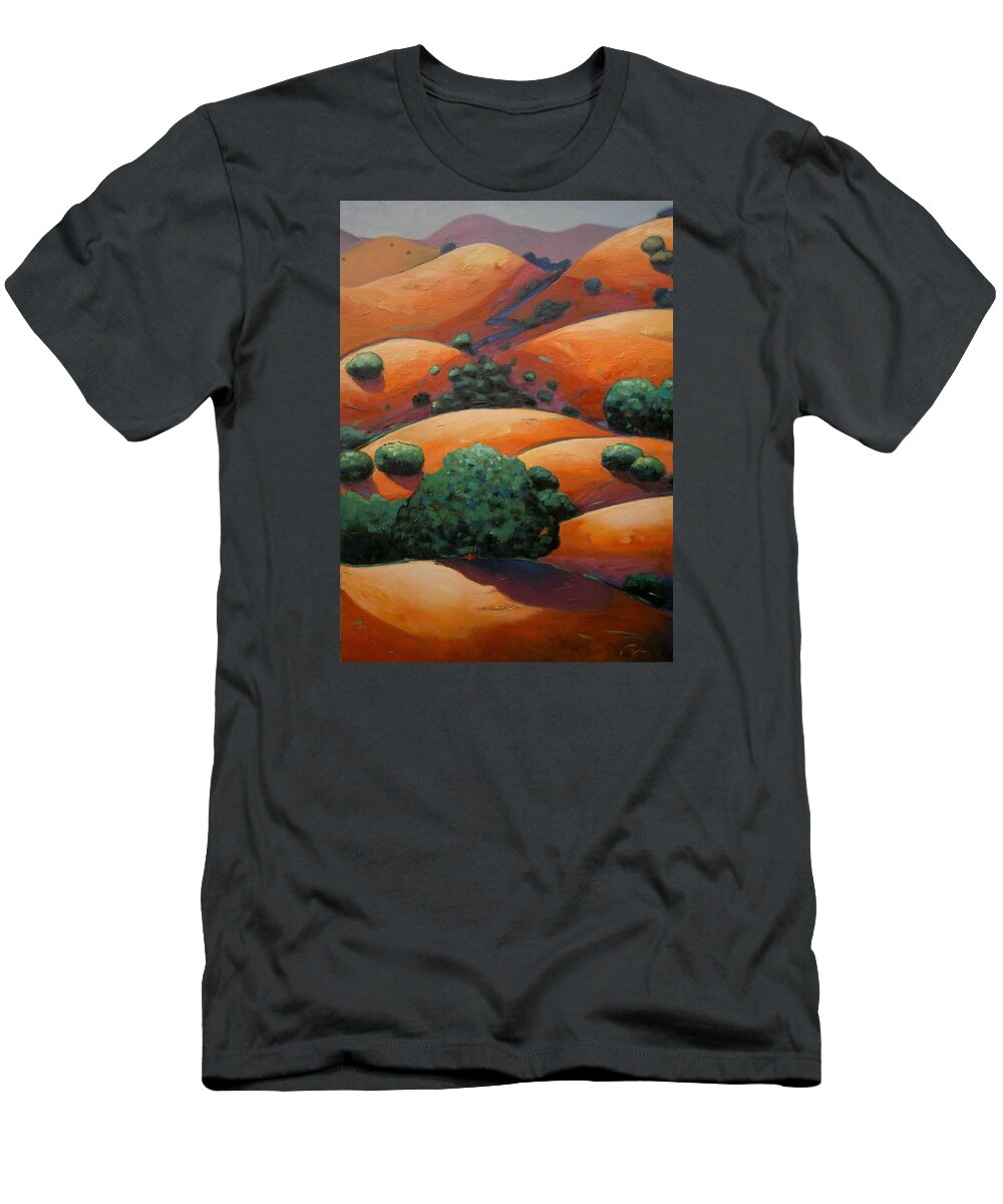 Rolling Hills T-Shirt featuring the painting Splendid Uphill by Gary Coleman