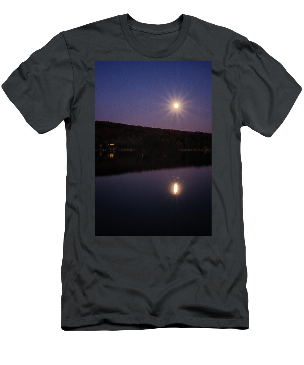 Spofford Lake New Hampshire T-Shirt featuring the photograph Spofford Super Moon by Tom Singleton