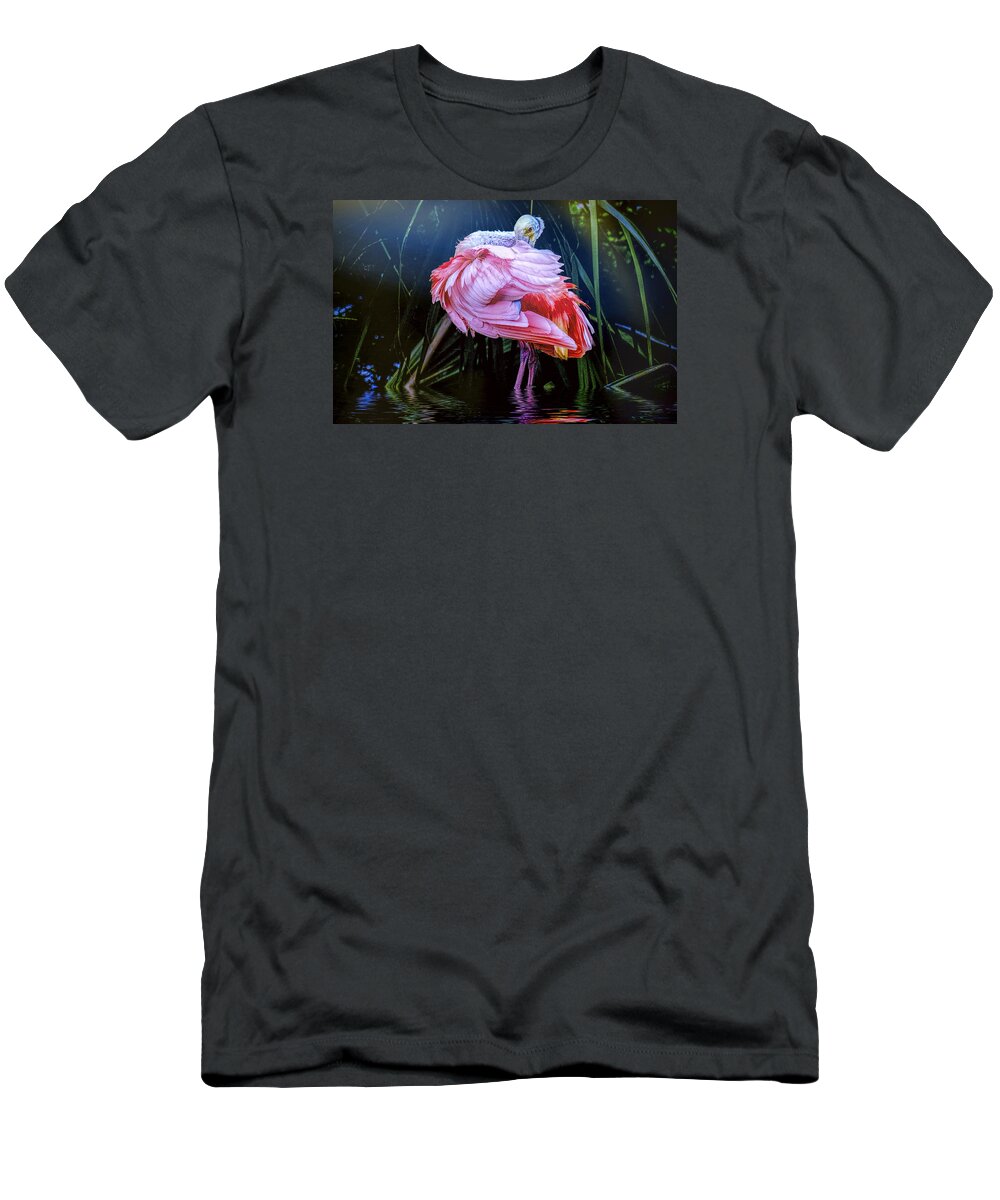 Spoonbill T-Shirt featuring the photograph Spoonbill Fandance by Brian Tarr