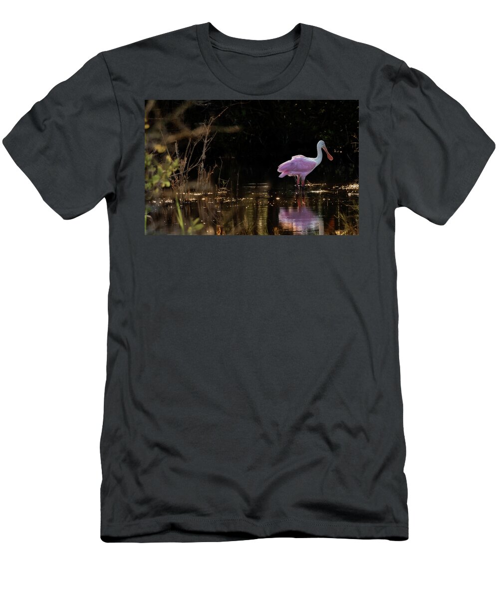 Bird T-Shirt featuring the photograph Spoonbill fishing for supper by Norman Peay