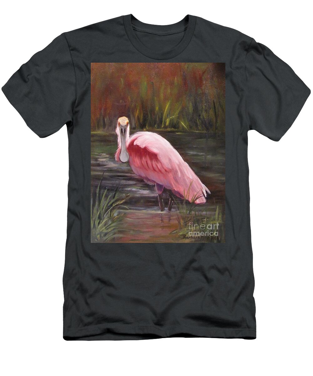Spoonbill T-Shirt featuring the painting Spoonbill Roseate Bird by Barbara Haviland