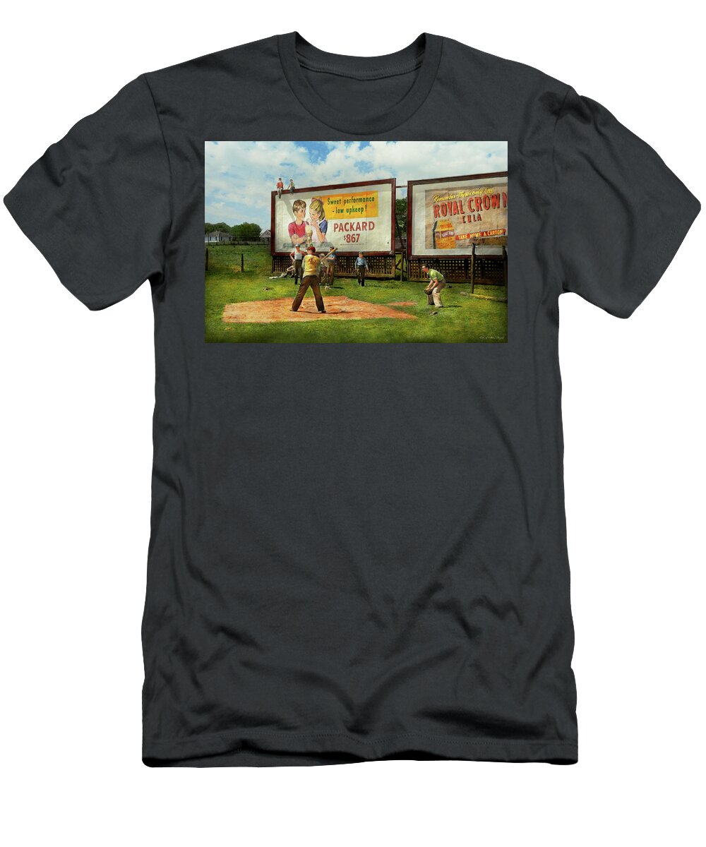 Color T-Shirt featuring the photograph Sport - Baseball - America's past time 1943 by Mike Savad
