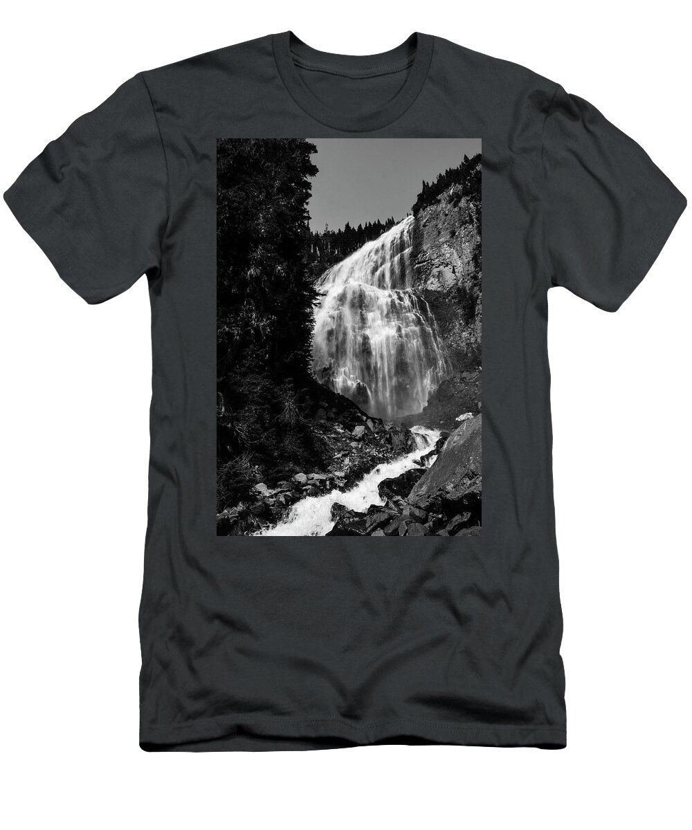 Majestic T-Shirt featuring the photograph Spray Falls Black and White by Pelo Blanco Photo