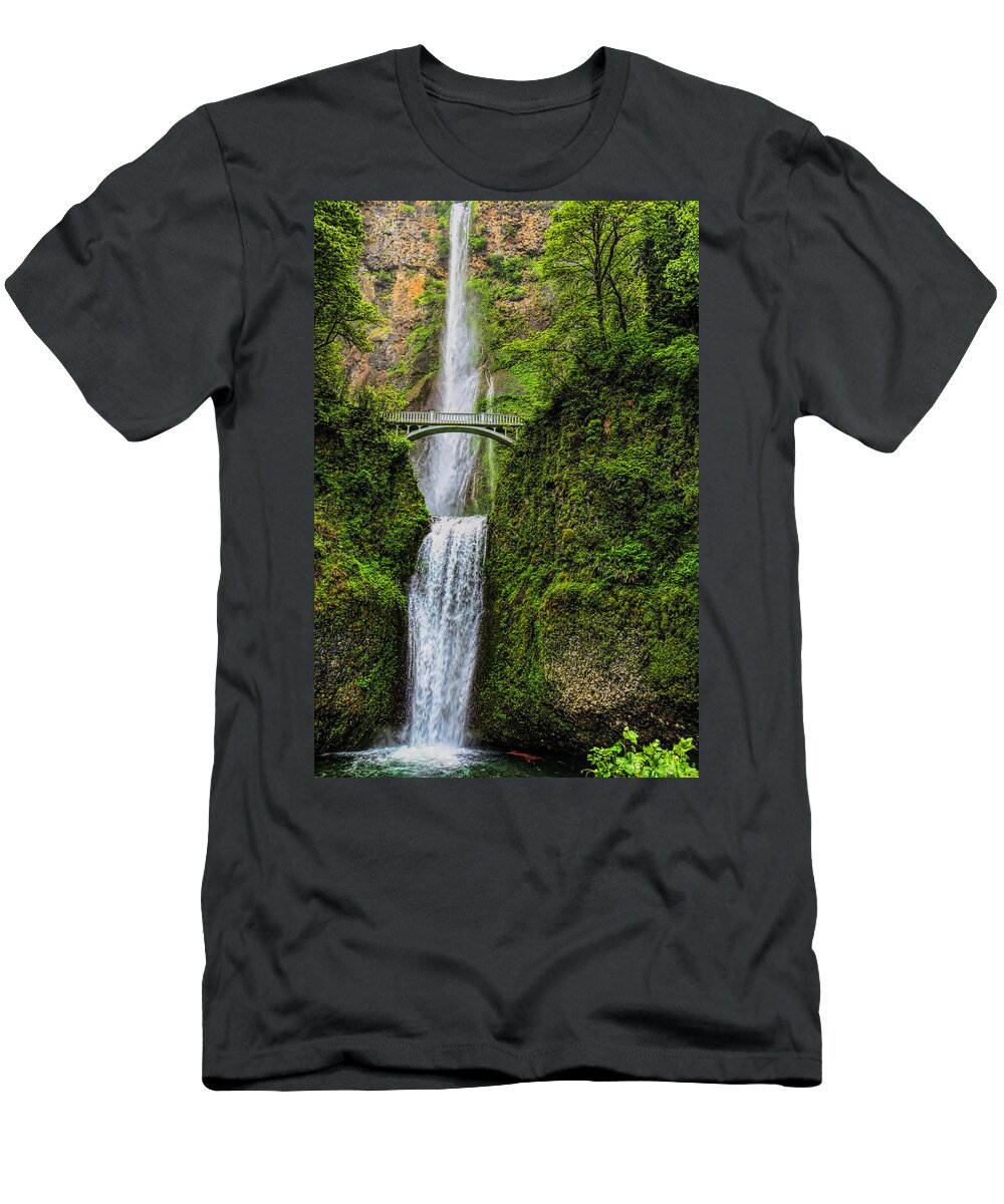 Pacific Northwest T-Shirt featuring the photograph Spring at Multnomah Falls by Dale Kauzlaric