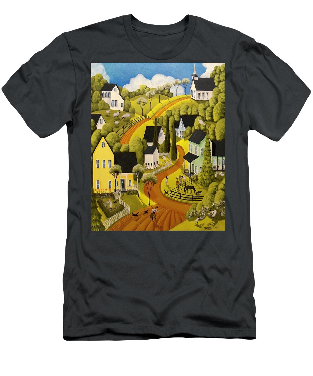 Country T-Shirt featuring the painting Spring by Debbie Criswell