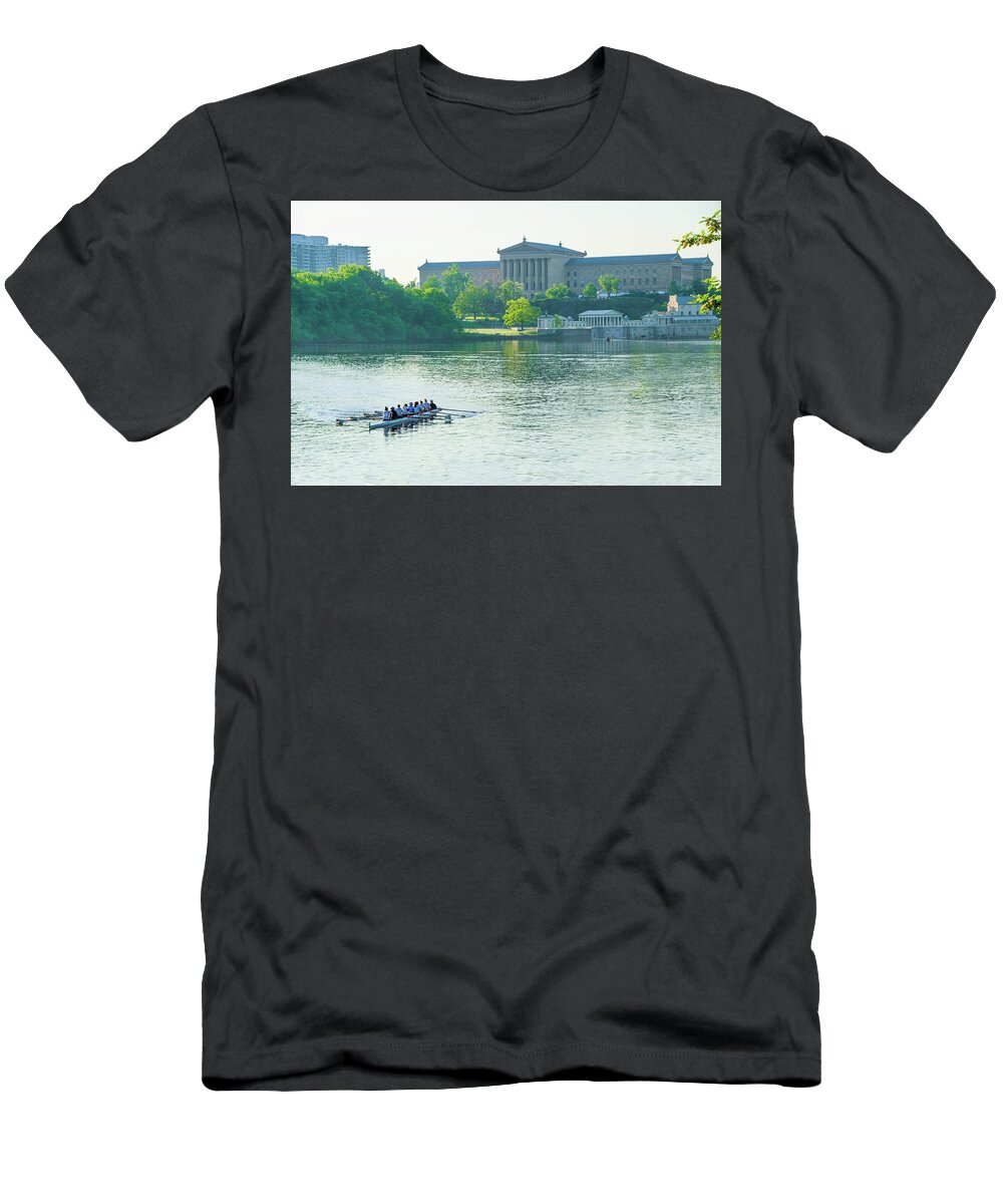 Spring T-Shirt featuring the photograph Spring in Philadelphia - Rowing Crew by Bill Cannon