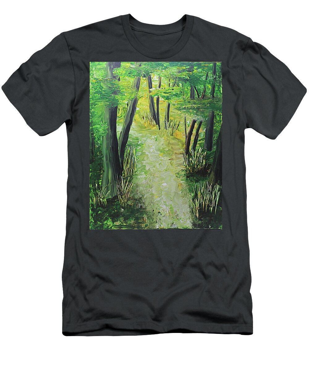 Earth Day T-Shirt featuring the painting Spring Path by April Burton