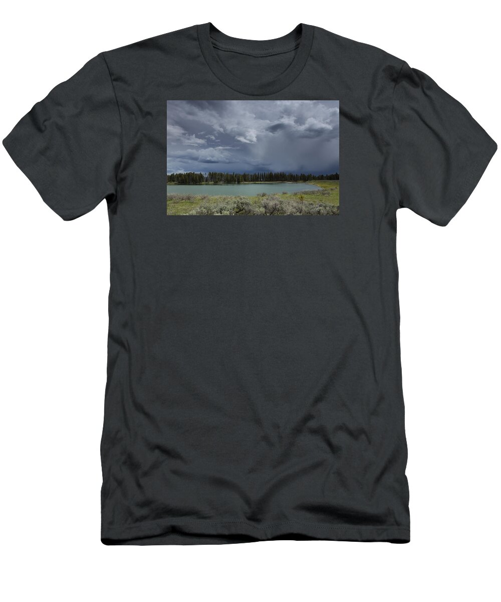 Indian T-Shirt featuring the photograph Spring Thunderstorm at Yellowstone by David Watkins