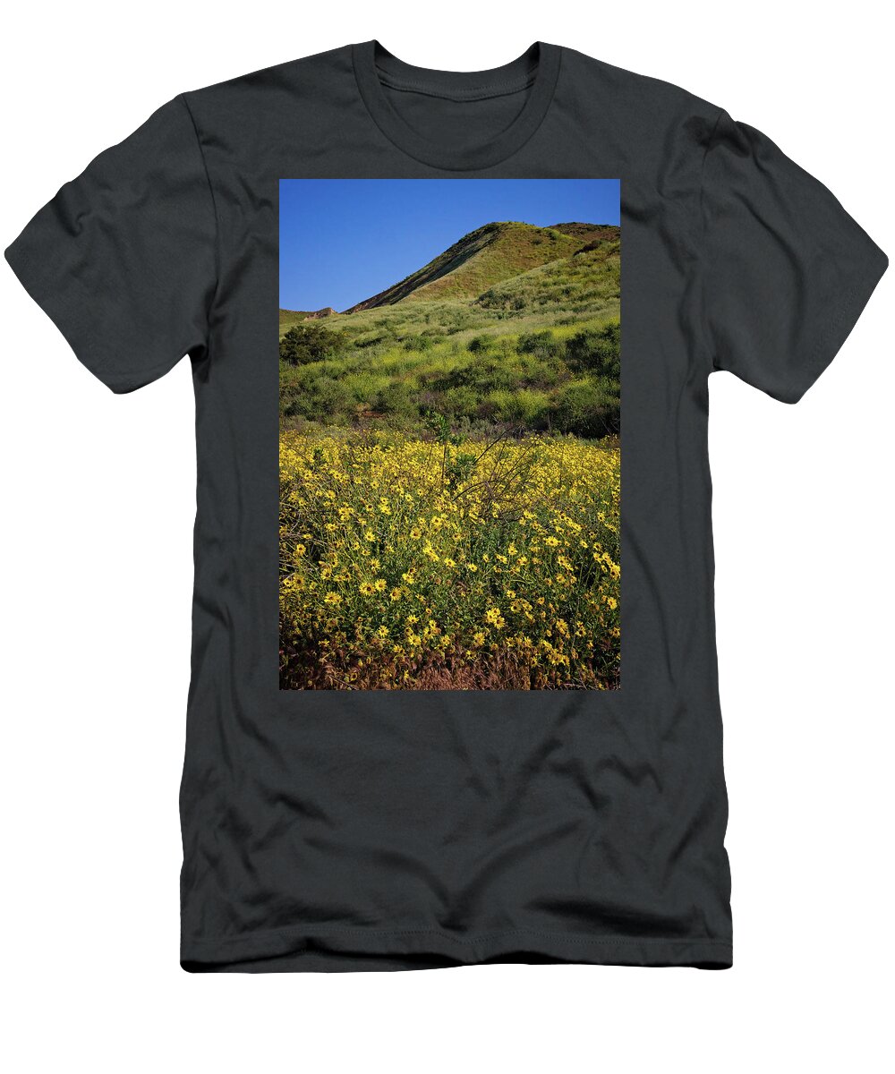 Santa Susana Mountains T-Shirt featuring the photograph Spring Wildflowers in the Santa Susana Mountains - Vertical by Lynn Bauer