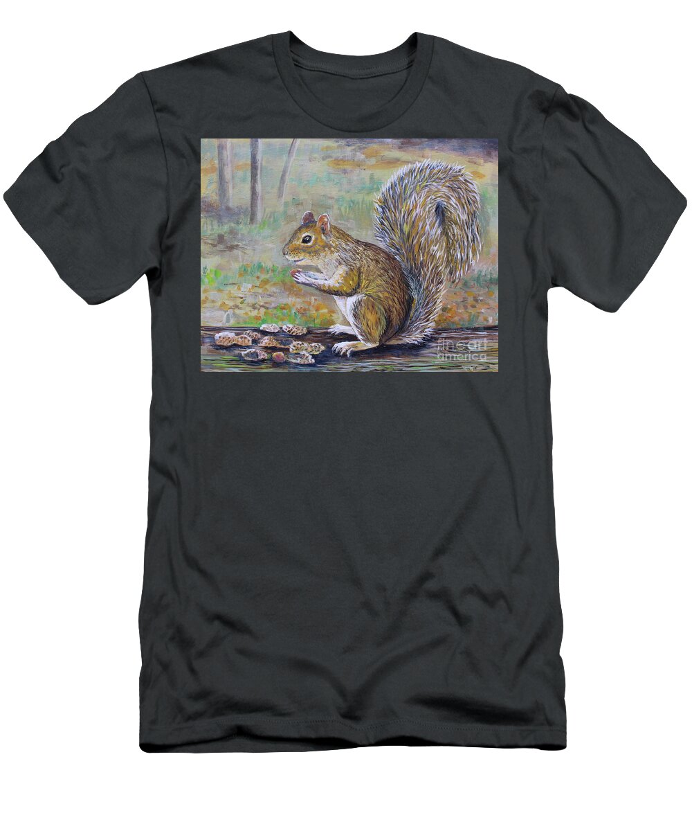 Squirrel T-Shirt featuring the painting Spunky Squirrel by Lou Ann Bagnall