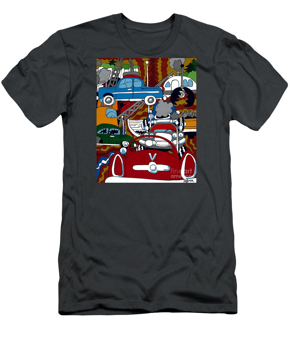 Junk Yard T-Shirt featuring the painting SS Studebaker by Rojax Art