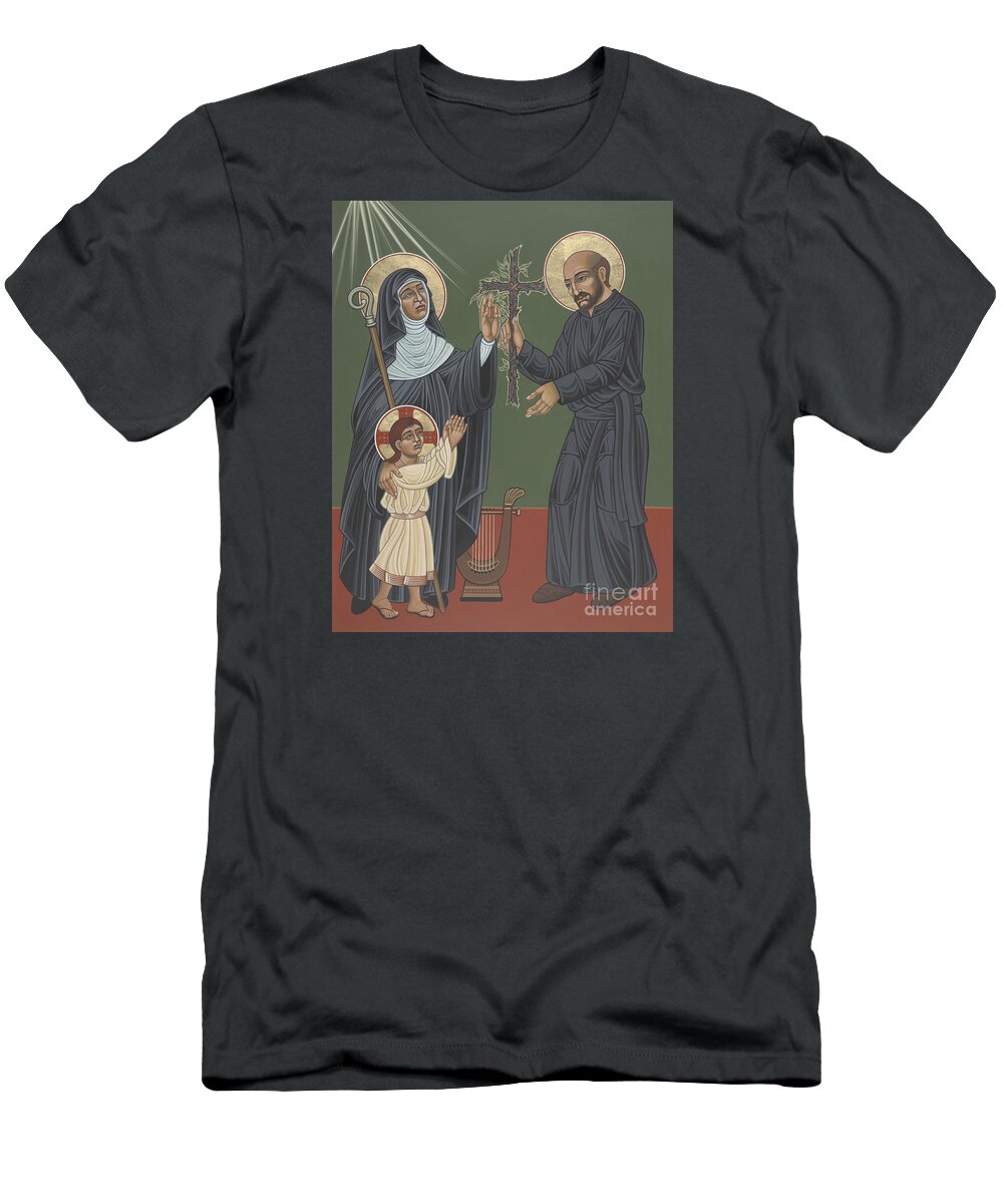 St Hildegard T-Shirt featuring the painting St Hildegard and St Ignatius- Viriditas by William Hart McNichols