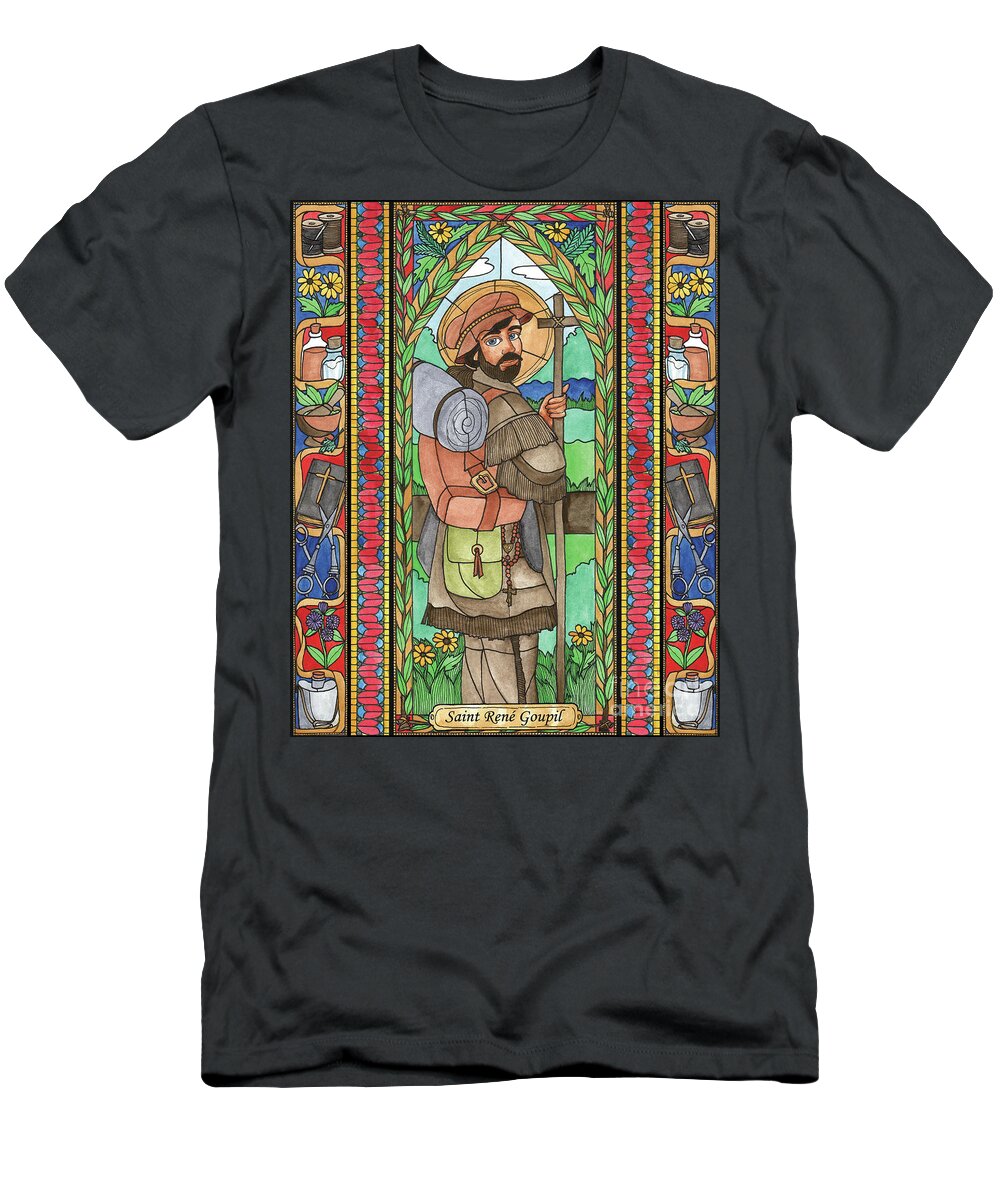 Saint René Goupil T-Shirt featuring the painting St. Rene Goupil by Brenda Nippert