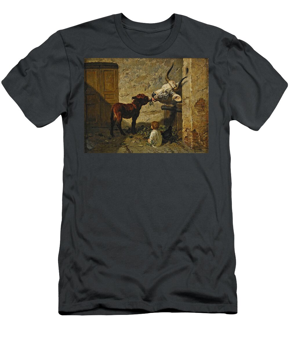 Valerico Laccetti T-Shirt featuring the painting Stable Interior by Valerico Laccetti