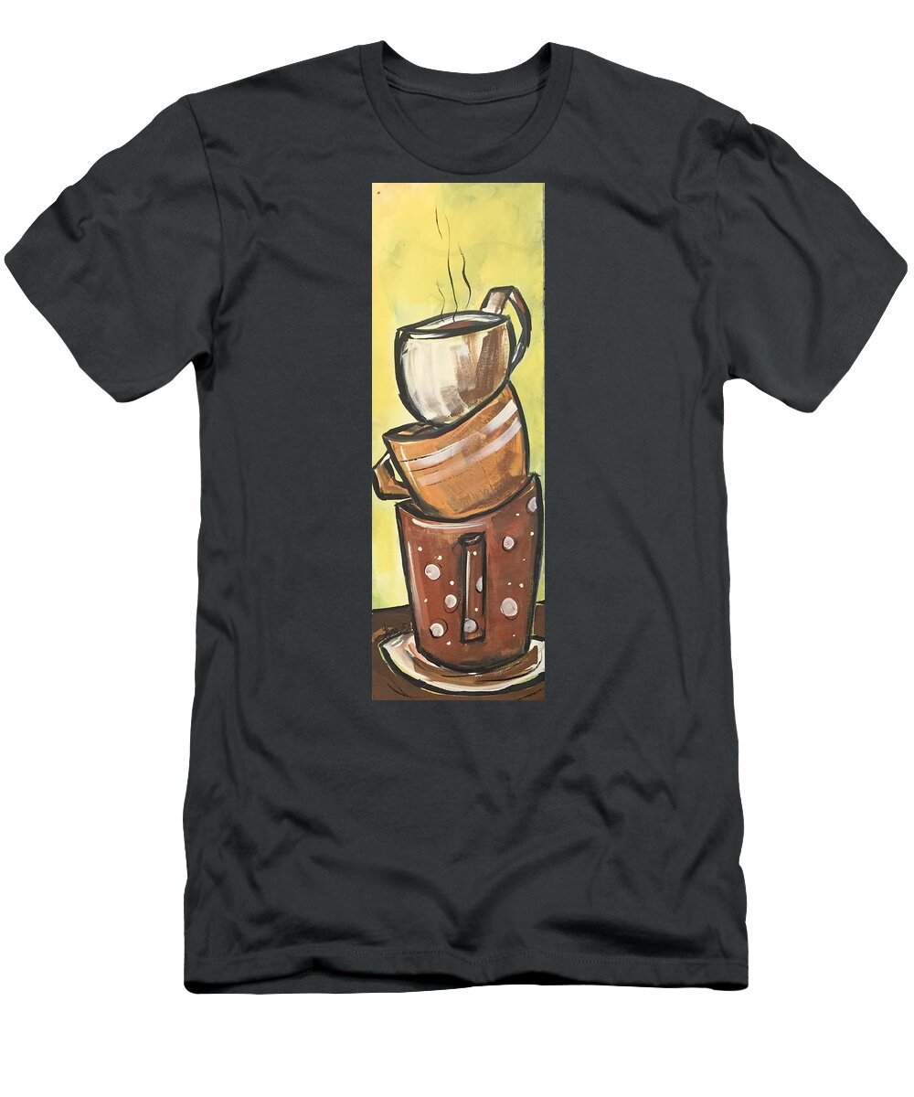 Coffee T-Shirt featuring the painting Stacked Decaf by Terri Einer